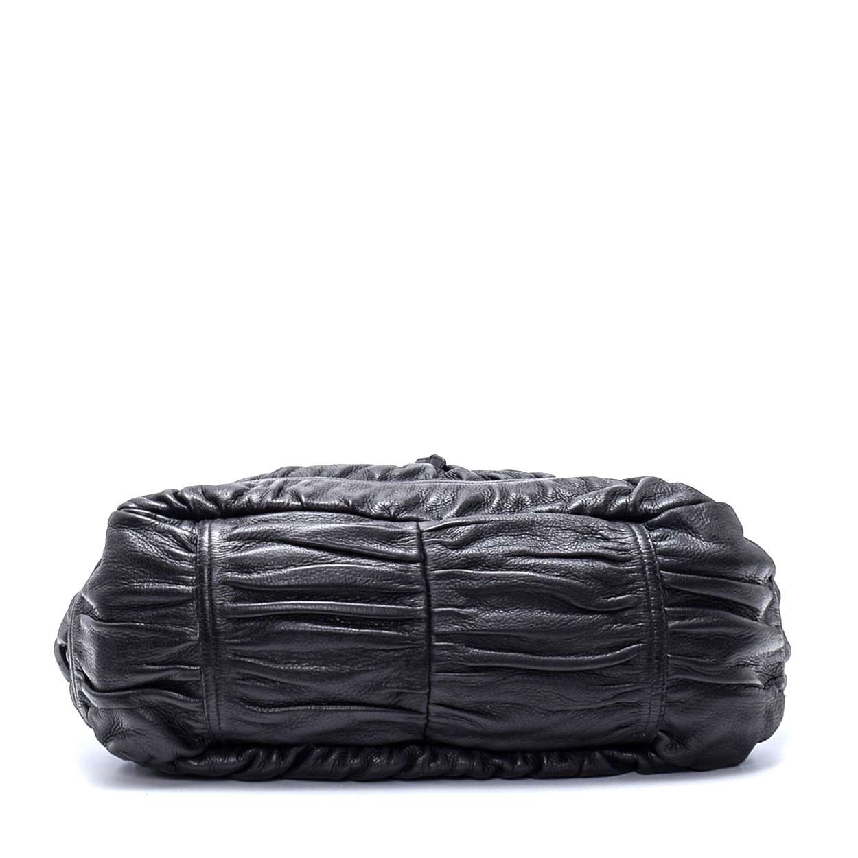 Prada - Black Gaufree  Leather Hobo Bag 